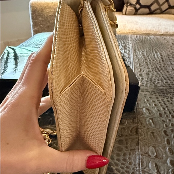 Chanel 1986 WOC Classic Flap and Clutch Khaki Faux Lizard Skin Bag - Picture 8 of 17